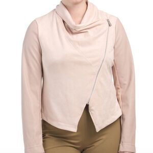 Mystree Size Medium Rose Blush Pink Faux Suede Moto Jacket Wrap